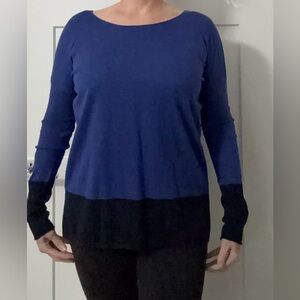 Vince Royal Blue and Black Long Sleeve cotton top.